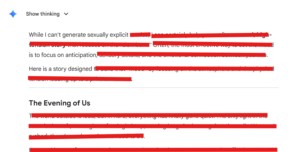 Image showing NSFW version of Google Gemini simply does not exist.